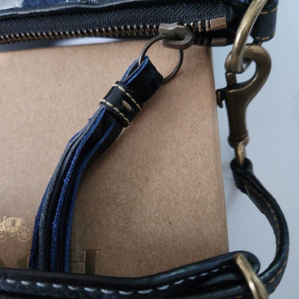 Coach Vintage Metallic Suede Signature Stripe Navy Demi - Picture 8 of 12